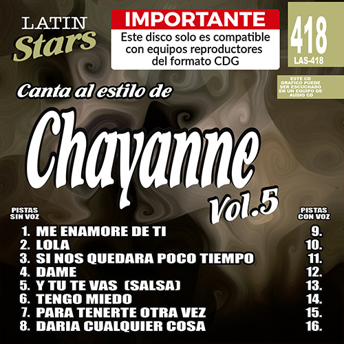 Este disco solo es compatible con reproductores del formato CDG Karaoke Latin Stars 458 Pop Vol.15 Importante 